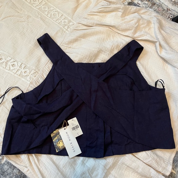Anthropologie Navy Crop Top Size L NWT - Picture 3 of 3